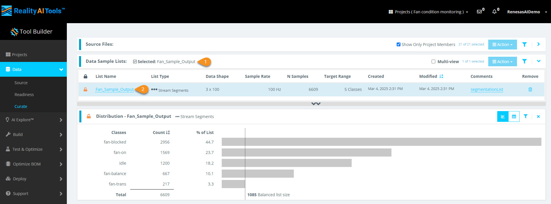 Distribution histogram