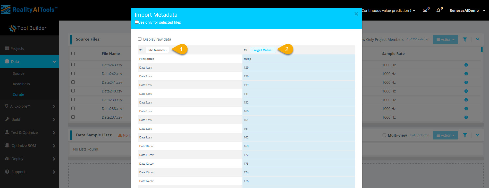 Assign target value labels