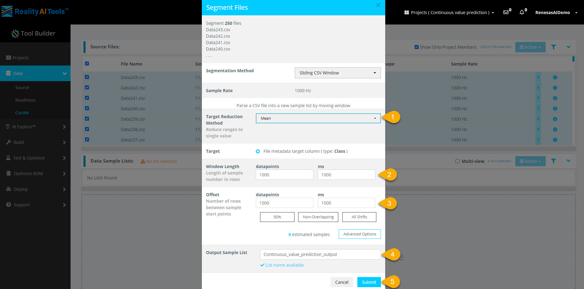 Configure segmentation parameters