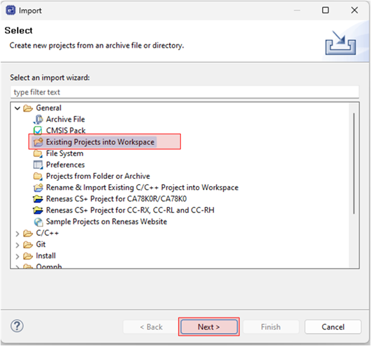Import existing project