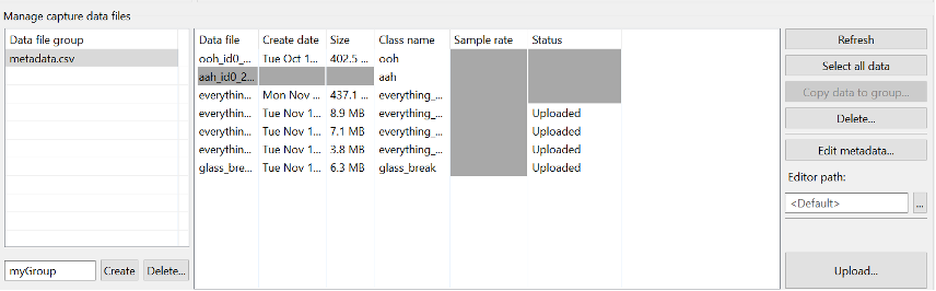Manage capture data files